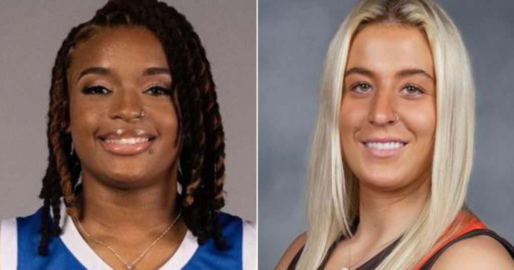Memphis senior guard Jamirah Shutes, left, is facing charges for a postgame attack on Bowling Green State's Elissa Brett, right.