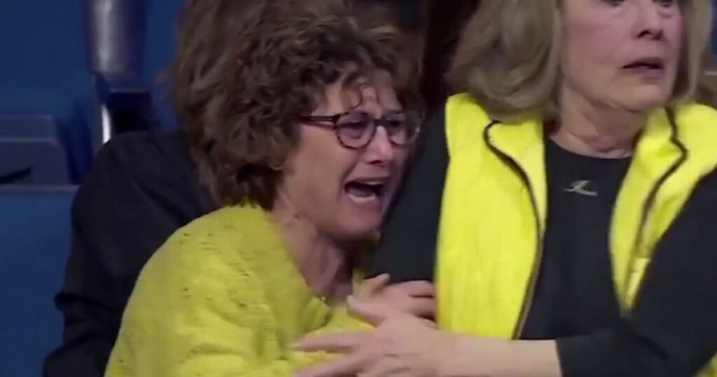 This Twitter screen shot shows the mother of Iowa wrestler Spencer Lee reacting to her son's loss.